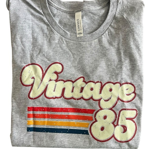 Bella Canvas Gray and Red Short Sleeve Tee - Picture 3 of 4